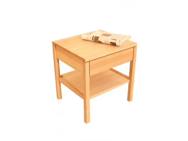 Тумбочка прикроватная Жизель натурального цвета, материал - бук цельный (вид сверху).