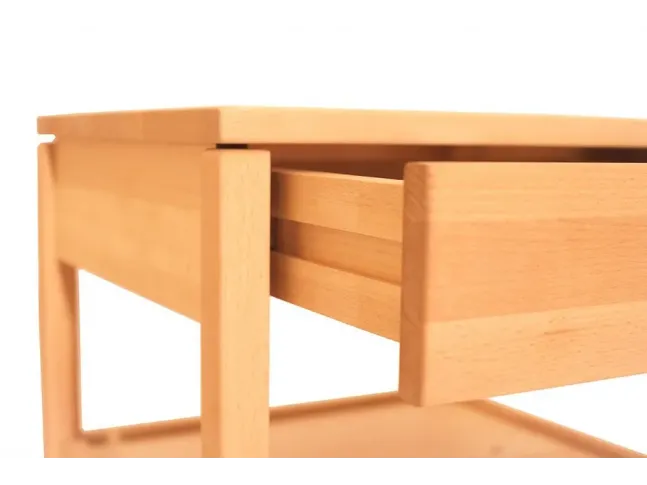 Тумбочка прикроватная Жизель натурального цвета, материал - бук цельный (в открытом виде).