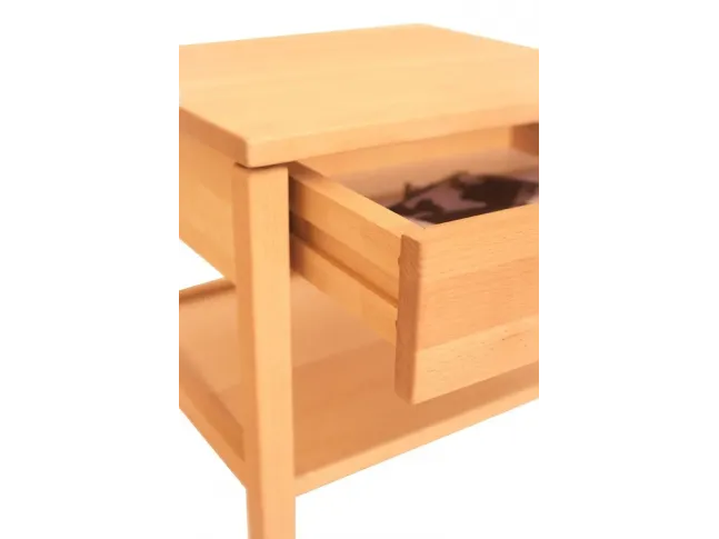 Тумбочка приліжкова Жизель натурального кольору, матеріал - бук цільний (вигляд з кута)