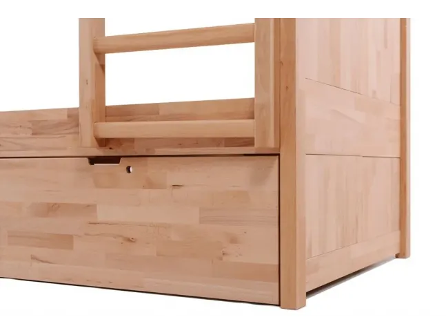 Ліжко двоярусне Дуос натурального кольору, матеріал - бук зрощений (шухляда піл ліжком)