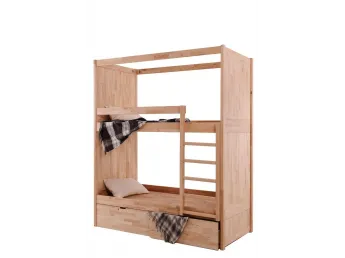 Кровать двухъярусная Дуос натурального цвета, материал - бук срощенный (общий вид)