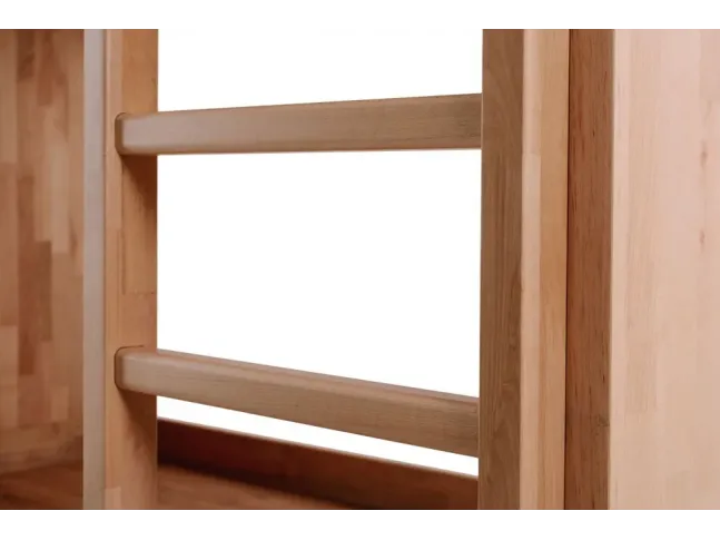 Кровать двухъярусная Дуос натурального цвета, материал - бук срощенный (лестница)