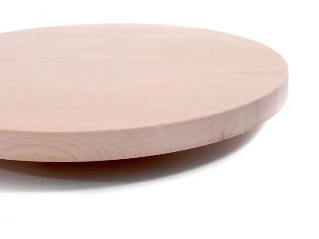 Стільниця кругла білого кольору, матеріал - цільний бук (вигляд збоку).