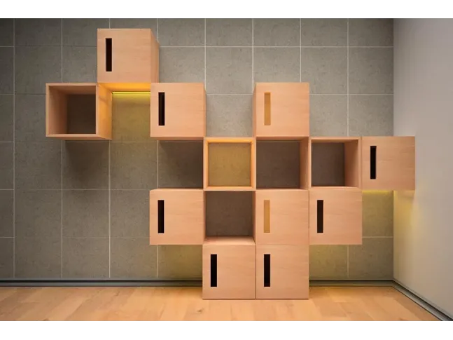 Полиця Модуль 386х300х350 натурального кольору зі зрощеного бука (в інтер'єрі)