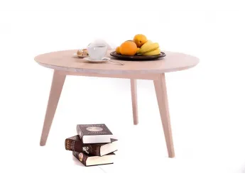 Стіл журнальний Данте білого кольору, матеріал - бук зрощений (загальний вигляд)