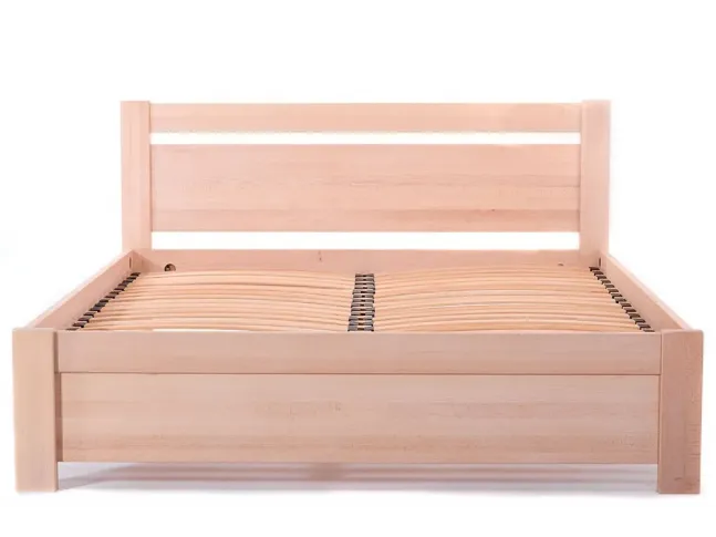 Ліжко Мілана бежевого кольору, матеріал - бук цільний (вигляд без матрацу)