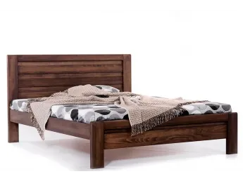 Ліжко Люкс темно-коричневого кольору, матеріал - бук цільний (загальний вигляд)