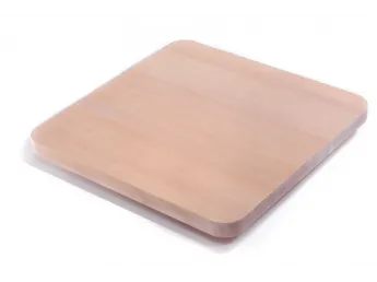 Стільниця прямокутна білого кольору із заокругленими кутами, матеріал - цільний бук (вигляд зверху).