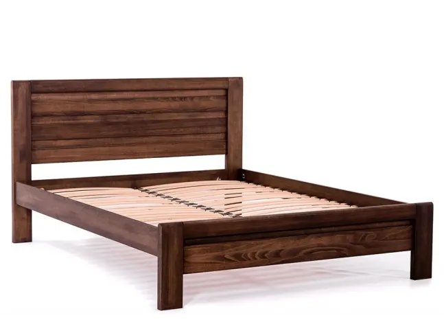 Ліжко Люкс темно-коричневого кольору, матеріал - бук цільний (загальний вигляд без матрацу)