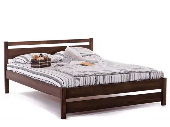 Ліжко Вікторія темно-коричневого кольору, матеріал - бук цільний (загальний вигляд)