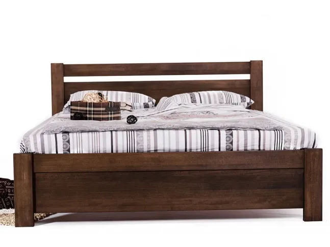 Ліжко Мілана темно-коричневого кольору, матеріал - бук цільний (вигляд спереду)