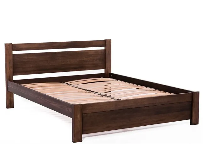 Ліжко Мілана темно-коричневого кольору, матеріал - бук цільний (загальний вигляд без матрацу)
