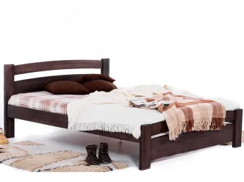 Кровать София темно-коричневого цвета, материал - бук цельный (общий вид)