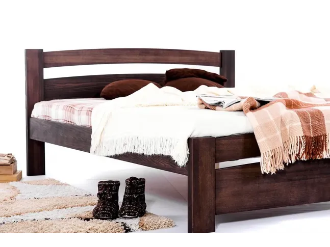Ліжко Софія темно-коричневого кольору, матеріал - бук цільний (вигляд збоку)