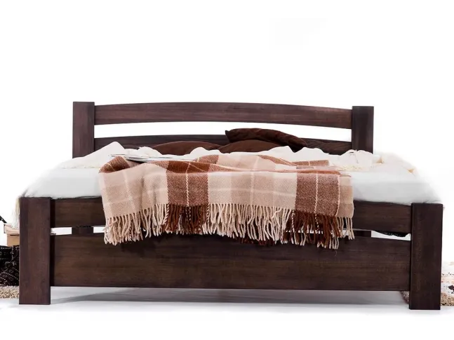 Ліжко Софія темно-коричневого кольору, матеріал - бук цільний (вигляд спереду)