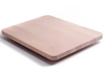 Стільниця прямокутна білого кольору із заокругленими кутами, матеріал - зрощений бук (вигляд зверху).