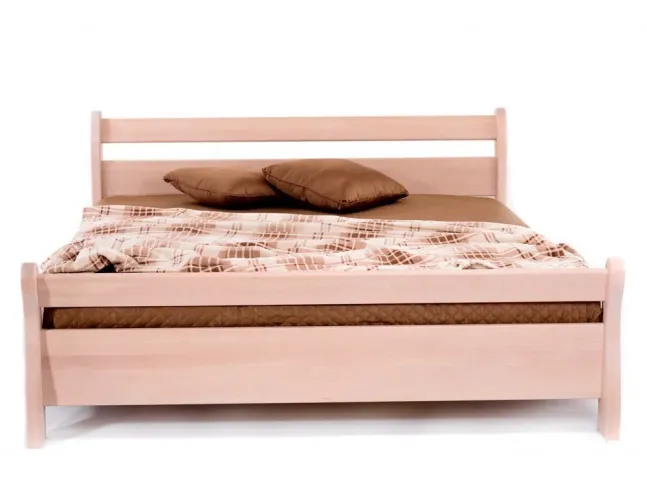 Ліжко Міледа білого кольору, матеріал - бук цільний (вигляд спереду).