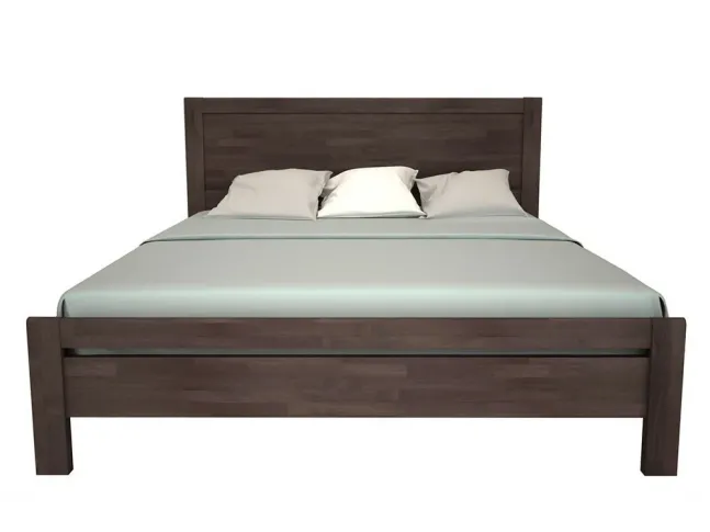 Ліжко Скарлет темно-коричневого кольору, матеріал - бук зрощений (вигляд спереду)