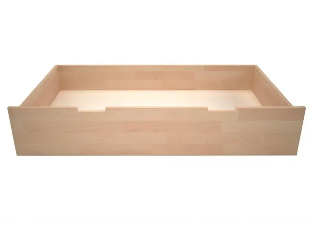 Ящик под кровать белого цвета, материал - бук срощенный (вид спереди)