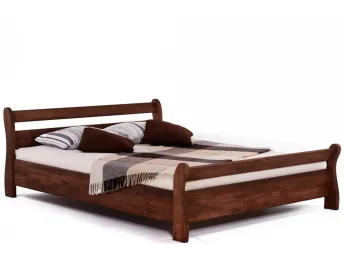 Ліжко Міледа коричневого кольору, матеріал - бук зрощений (загальний вигляд).