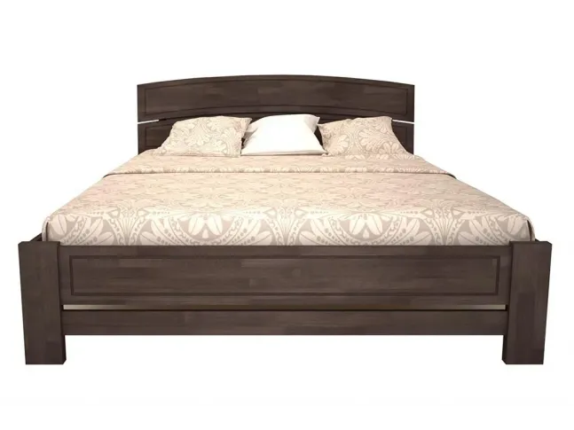 Ліжко Жасмін "плюс" темно-коричневого кольору, матеріал - бук зрощений (вигляд спереду)