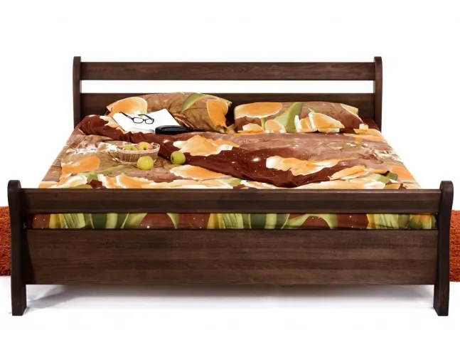 Ліжко Міледа темно-коричневого кольору, матеріал - бук цільний (вигляд спереду).