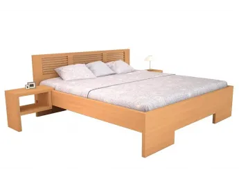 Ліжко Тайгер з тумбочками натурального кольору, матеріал - бук цільний (загальний вигляд)