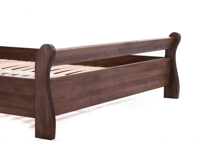 Ліжко Міледа темно-коричневого кольору, матеріал - бук цільний (вигляд ззаду).