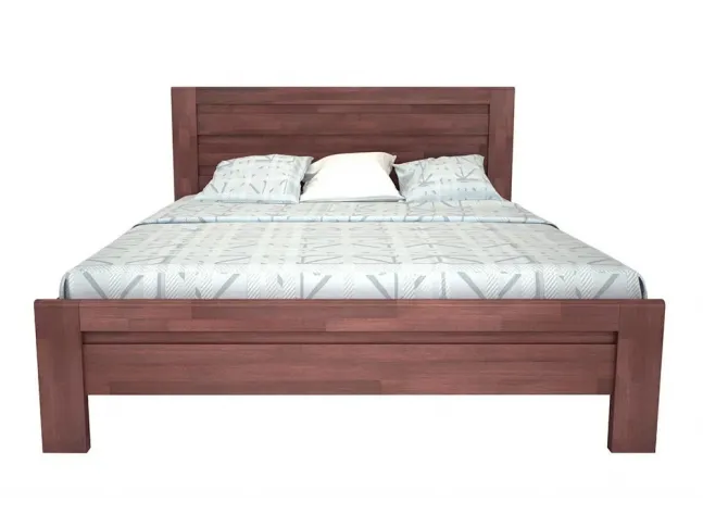 Ліжко Люкс коричневого кольору, матеріал - бук зрощений (вигляд спереду)