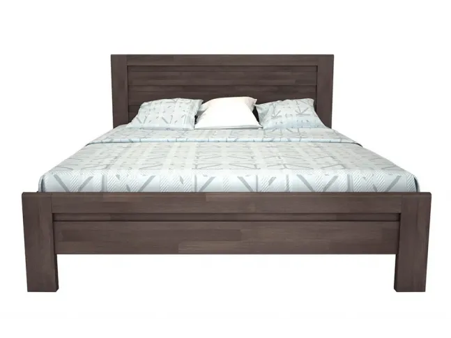 Ліжко Люкс темно-коричневого кольору, матеріал - бук зрощений (вигляд спереду)