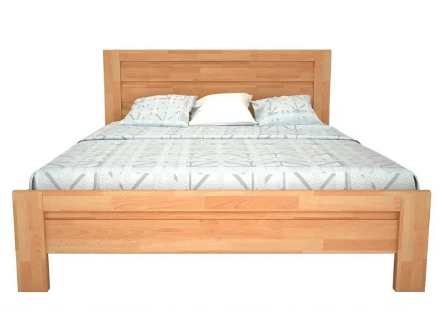Ліжко Люкс натурального кольору, матеріал - бук зрощений (вигляд спереду)