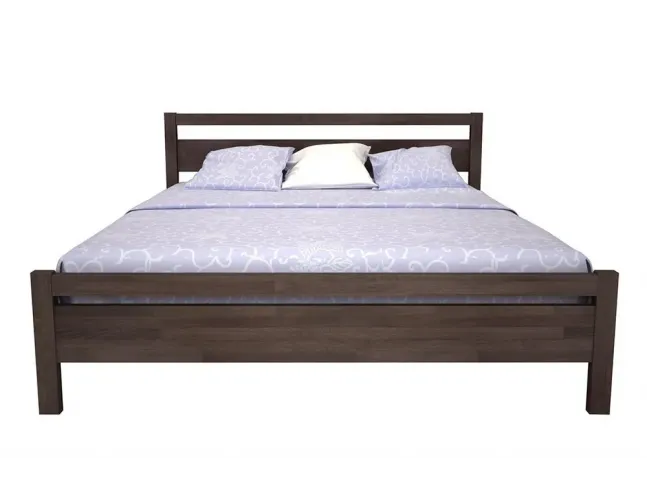Ліжко Вікторія темно-коричневого кольору, матеріал - бук зрощений (вигляд спереду)