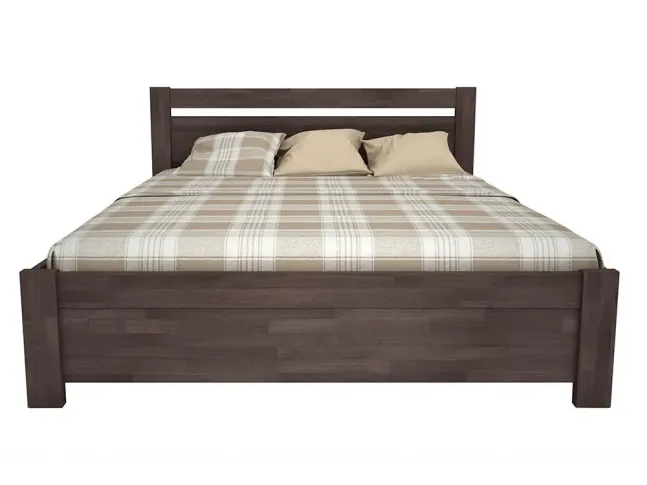 Ліжко Мілана темно-коричневого кольору, матеріал - бук зрощений (вигляд спереду)