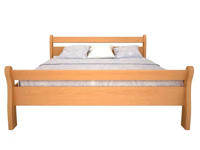 Ліжко Міледа "плюс" натурального кольору, матеріал - бук цільний (вигляд спереду)