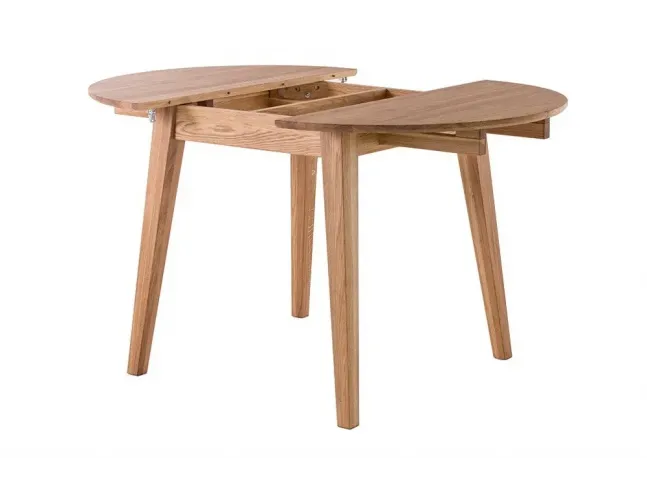 Стіл Оріон d900 натуральний колір, матеріал - цільний дуб (вигляд розкладки)