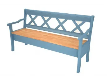 Лавка Прованс сірого + натурального кольору, матеріал - зрощений бук + зрощений дуб (загальний вигляд).