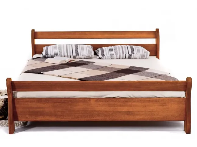 Ліжко Міледа світло-коричневого кольору, матеріал - бук цільний (вигляд спереду).