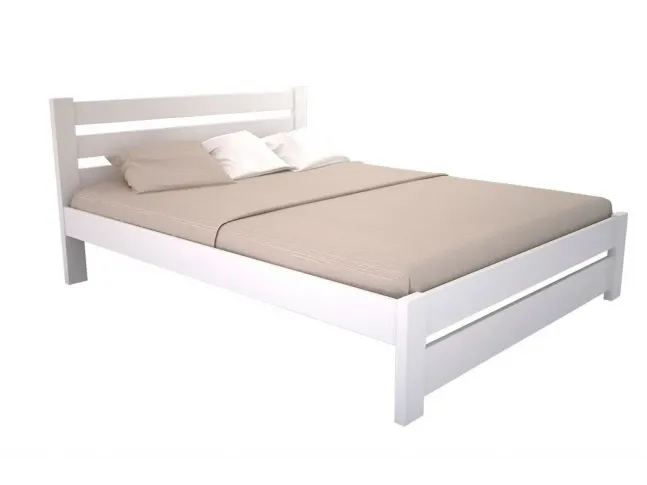 Ліжко Кароліна білого кольору, матеріал - бук зрощений (загальний вигляд)
