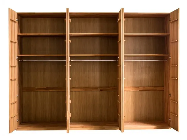 Шкаф Люкс натурального кольору, зрощеного та цільного бука (вигляд з відкритими дверями)