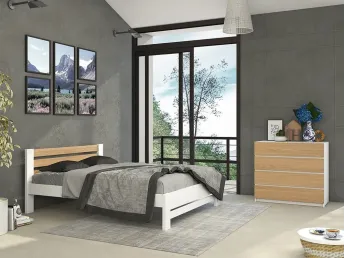 Спальня Сільвана Плюс Еліт білого + натурального кольору, зрощеного і цільного бука/дуба (в інтер'єрі)