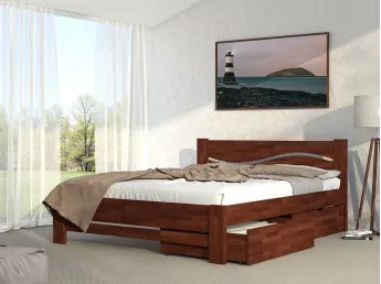 Ліжко Венеція Плюс Комфорт світло-коричневого кольору, зі зрощеного бука(в інтер'єрі)