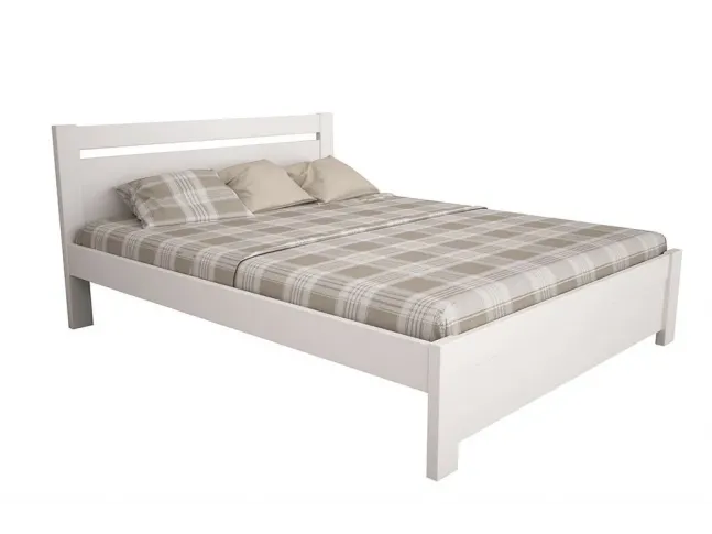 Ліжко Мілана білого кольору лак, матеріал - бук зрощений (загальний вигляд)