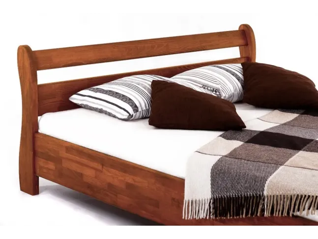 Ліжко Міледа світло-коричневого кольору, матеріал - бук зрощений (вигляд збоку).