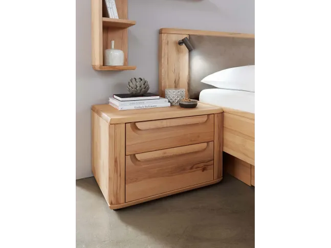 Тумбочка приліжкова Глорія натурального кольору, матеріал зрощений/цільний бук (загальний вид)