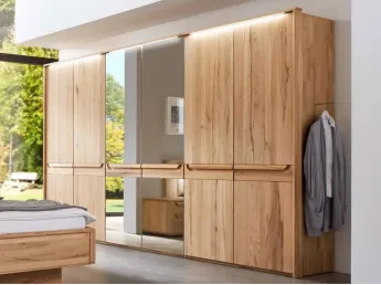 Шафа Глорія натурального кольору, матеріал зрощений/цільний бук, дзеркало (загальний вигляд)