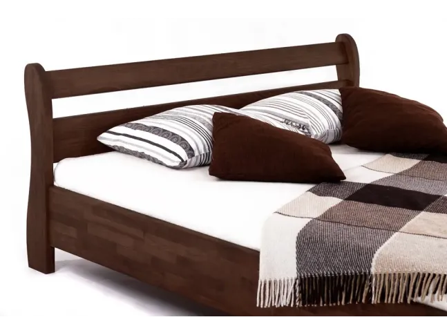 Ліжко Міледа темно-коричневого кольору, матеріал - бук зрощений (вигляд збоку).