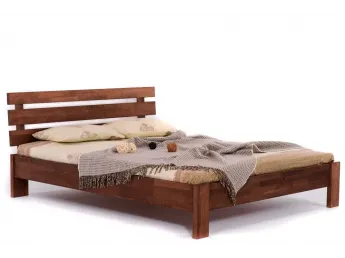 Ліжко Лучана коричневого кольору, матеріал - бук зрощений (загальний вигляд)