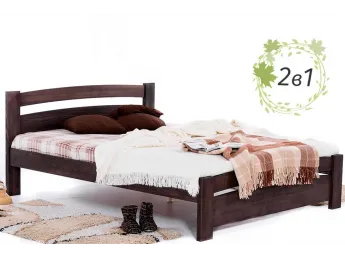 Ліжко Софія кольору венге, матеріал - цільний бук + Матрац Мокко 1800х2000 (загальний вид)