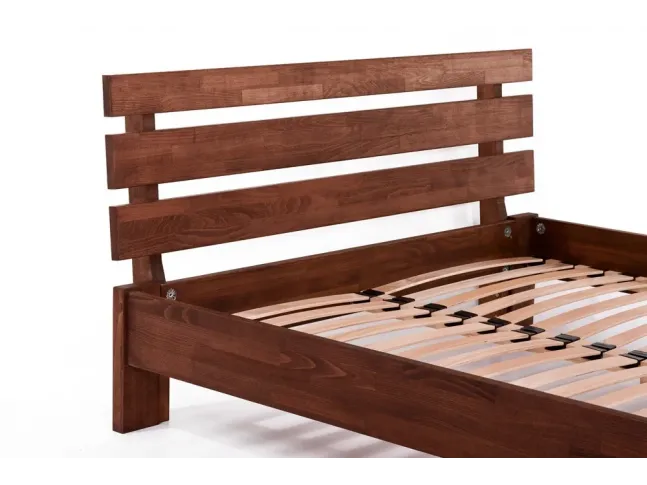Ліжко Лучана коричневого кольору, матеріал - бук зрощений (вигляд збоку)