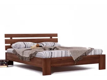Ліжко Лучана коричневого кольору, матеріал - бук цільний (загальний вигляд)